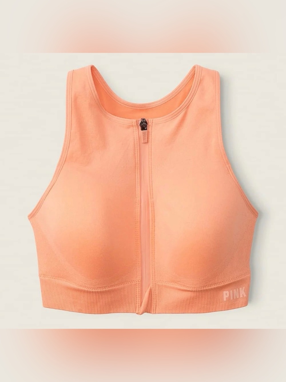 Victoria's Secret PINK peach Zip Front Sports Bra